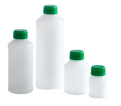 Flacon en plastique pehd avec bouchon et graduation Flacon en plastique pehd avec bouchon et graduation
